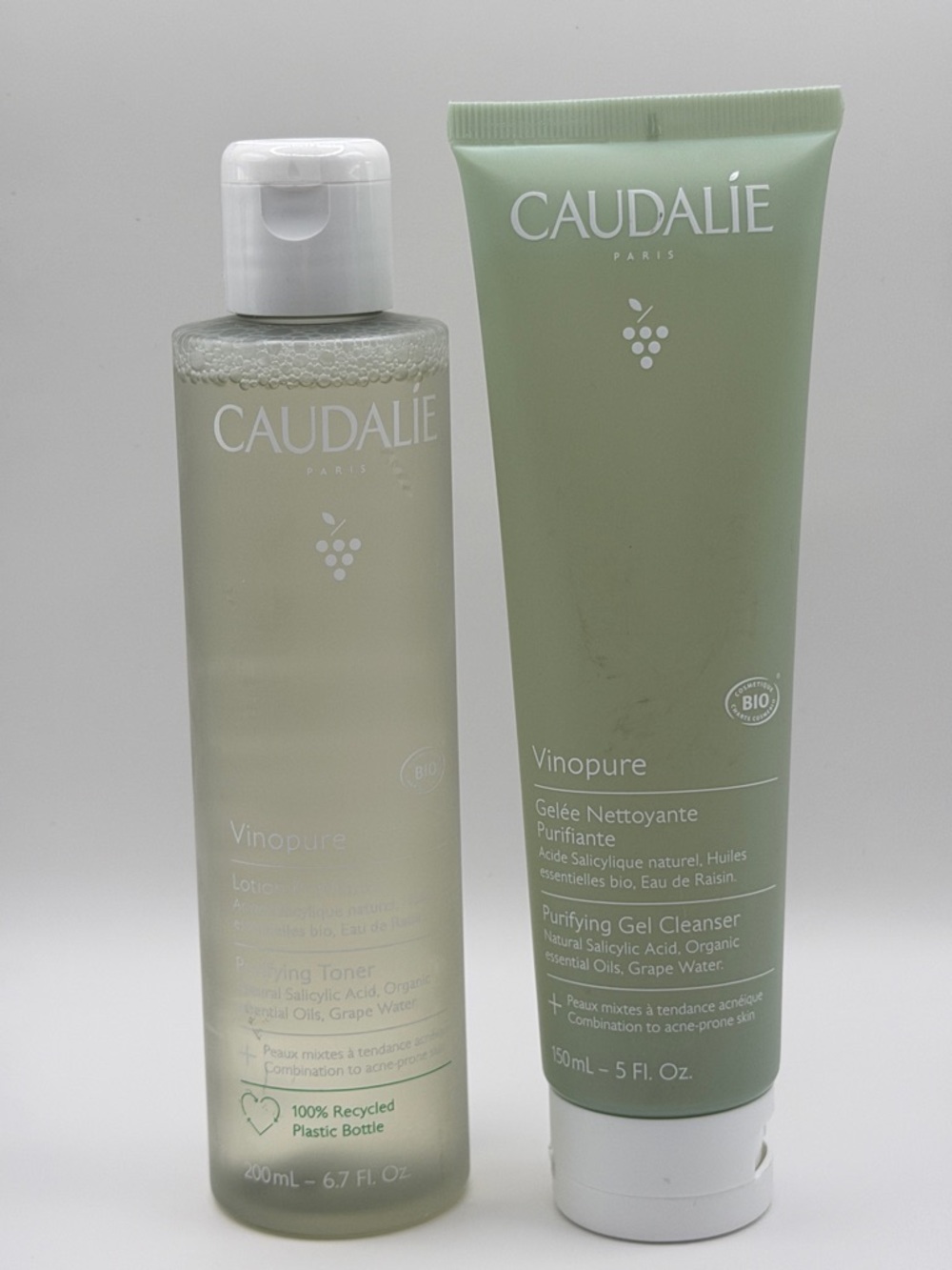 Caudalie Vinopure Purifying Gel Cleanser+Toner Bundle F/S NEW and SEALED!
